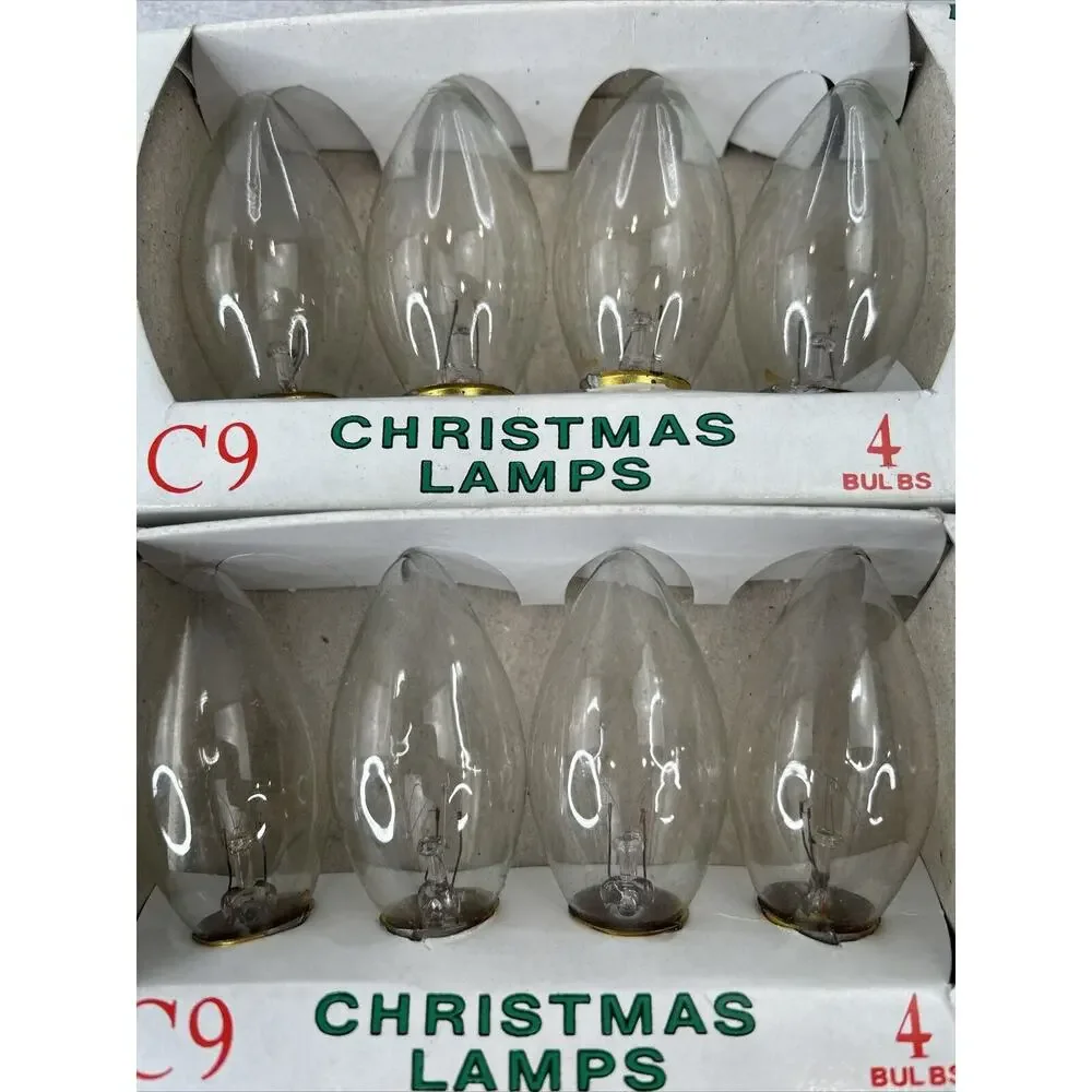 Lot Of 2 Packs‎ Vintage Clear Outdoor Christmas Lamp Bulbs Lights C.9 120 Volts